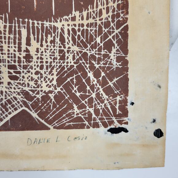 VTG Jesus Christ Crucifix Abstract Art Brown Daniel Cesio Expressionist Original - Picture 6 of 16